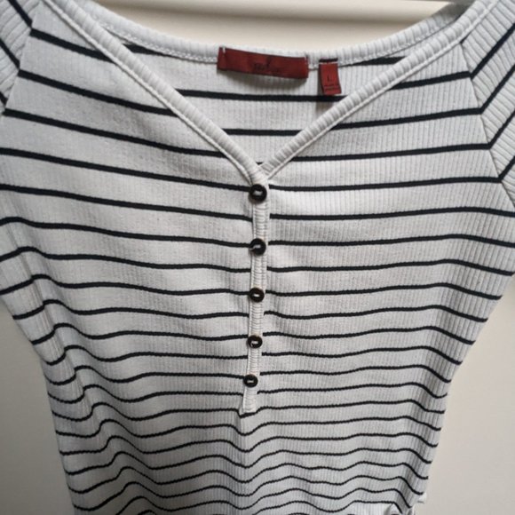 Red by BKE Striped Faux Henley Bodysuit - Picture 6 of 8